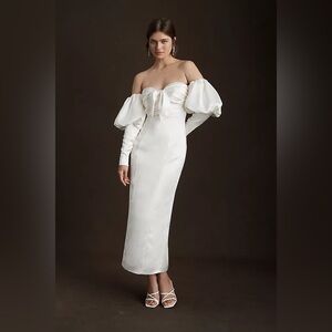 Anthropologie Kobo Amanda Off-Shoulder-Puff-Sleeve Midi Dress